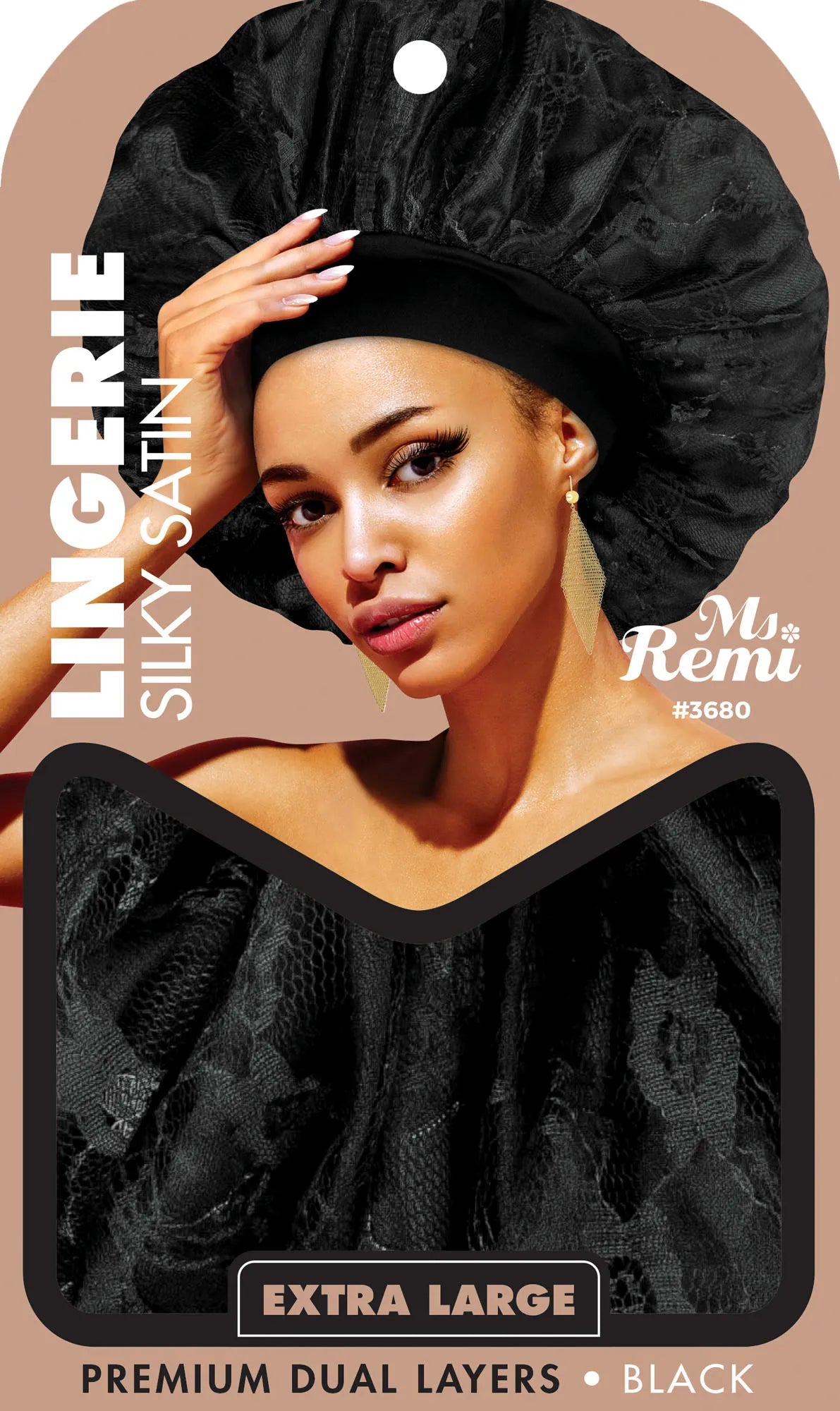Ms. Remi Lingerie Silky Satin Bonnet Extra Large - Black