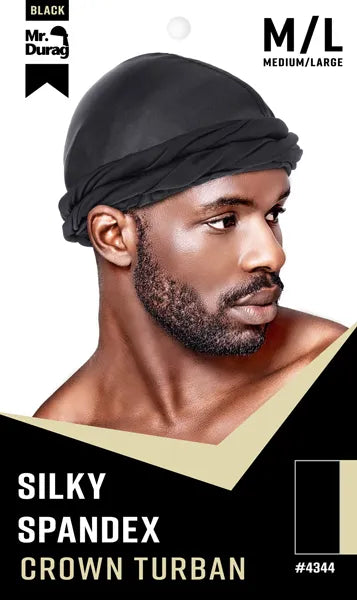 Mr. Durag Silky Spandex Crown Turban M/L Black