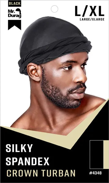 Mr. Durag Silky Spandex Crown Turban L/XL Black