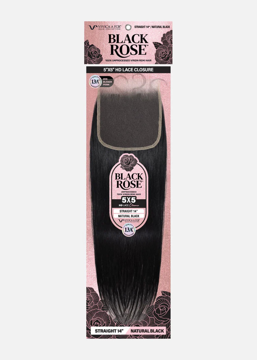 Black Rose 5x5 HD Lace Closure 14"- Straight