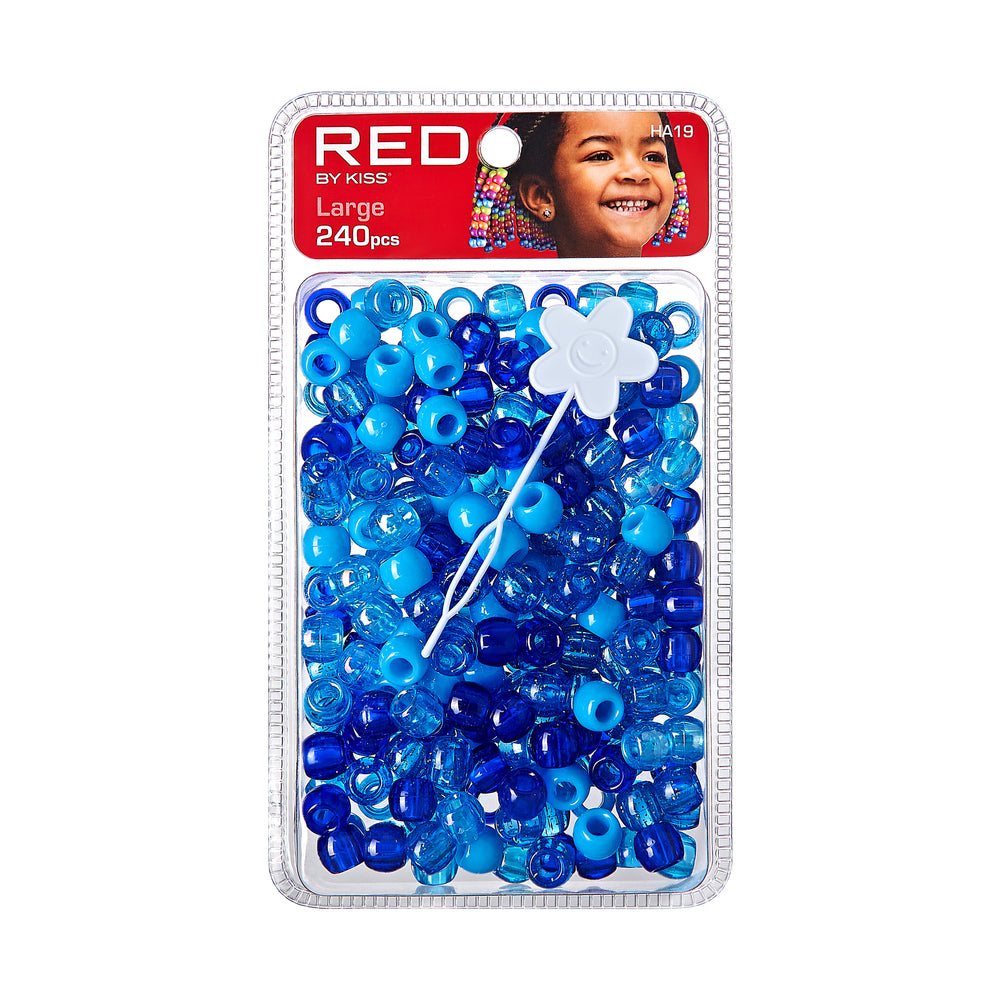 RED by Kiss Large Hair Beads- 240 Pcs. (Blue Assorted)