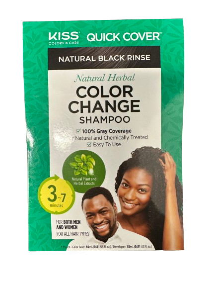 Kiss Quick Cover Color Change Shampoo - Natural Black - 1 Pouch
