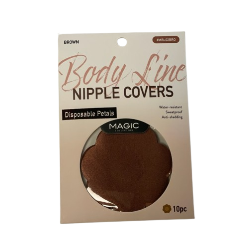Magic Body Line Nipple Covers Disposable Petals - Brown, 10pc