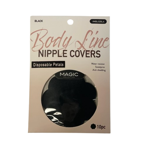 Magic Body Line Nipple Covers Disposable Petals - Black, 10pc