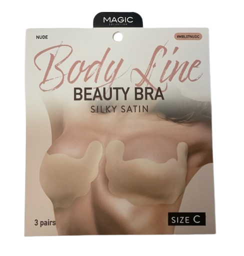 Body Line Beauty Bra Silky Satin - Nude, Size C (3 Pairs)