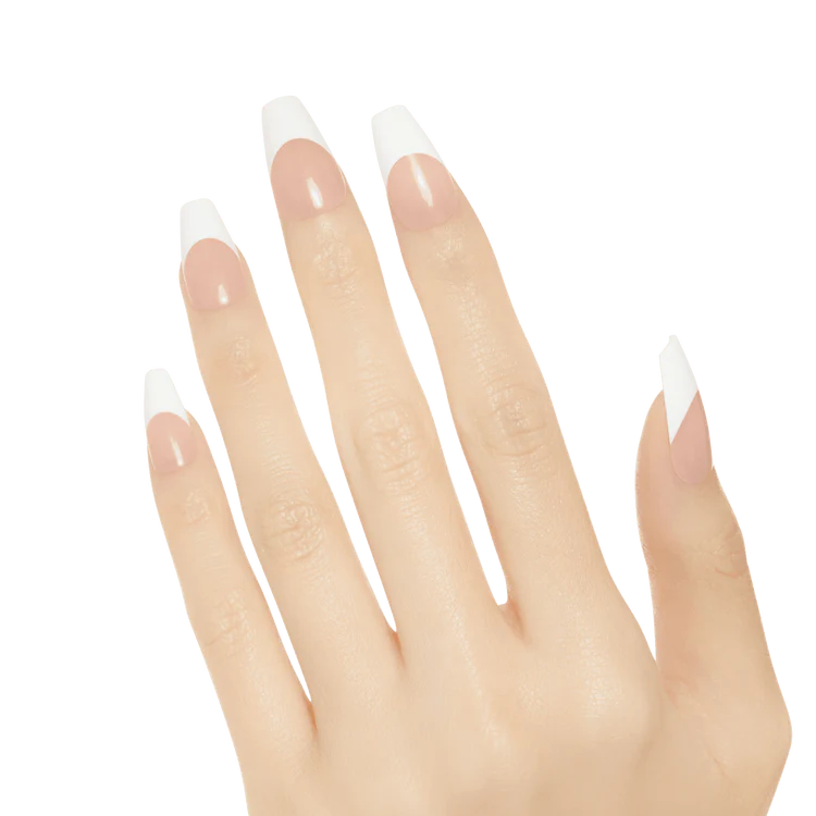 Kiss Salon Acrylic French Nail Kit (28 Nails & Glue Included)- Je T'Aime