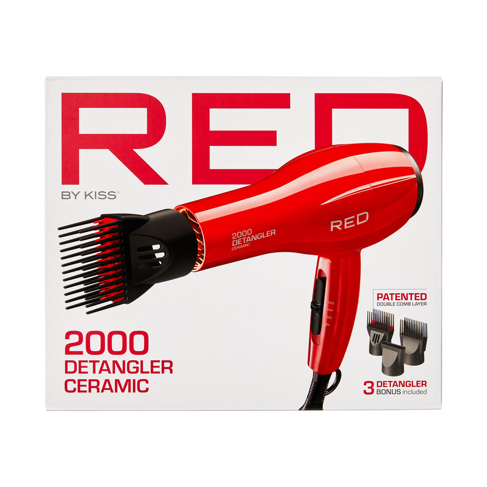 RED by Kiss 2000 Detangler Ceramic Dryer - Red
