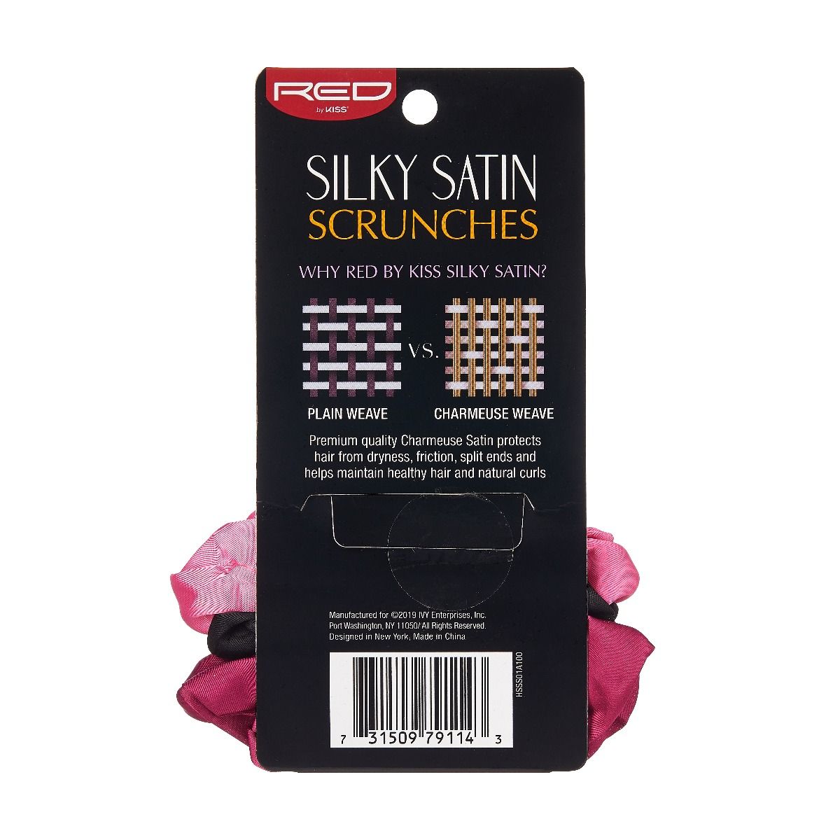 RED Silky Satin Scrunches 3ea. Assorted