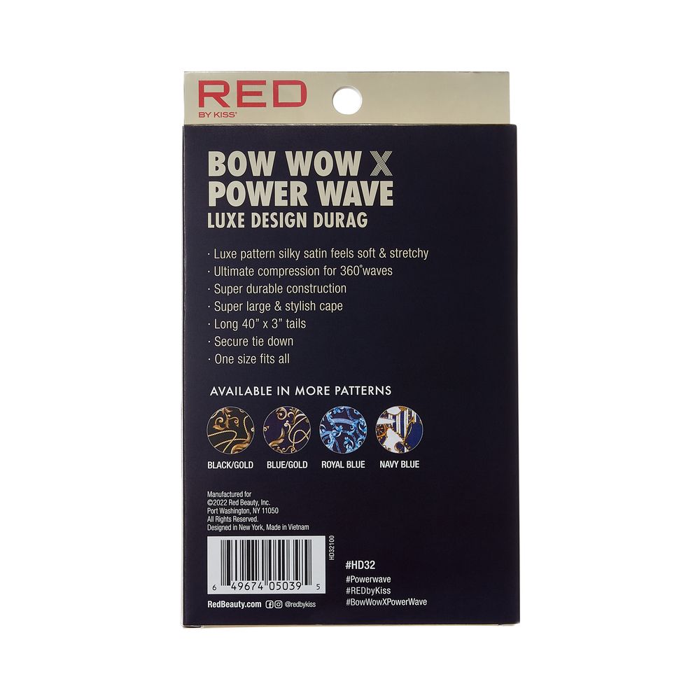 RED Luxe Durag Bow Wow X Power Wave - Blue & Gold