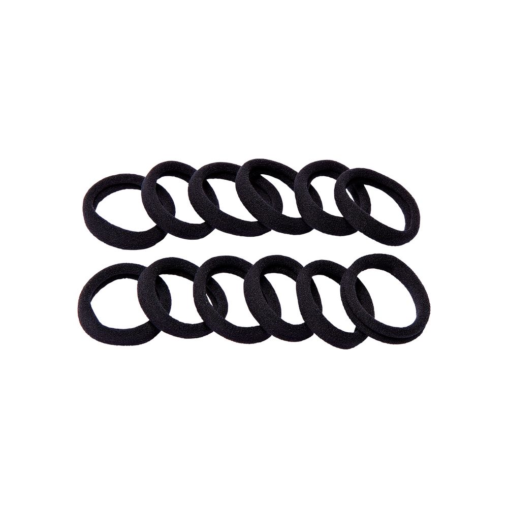 RED Ponytail Holder Mini 12pcs - Black