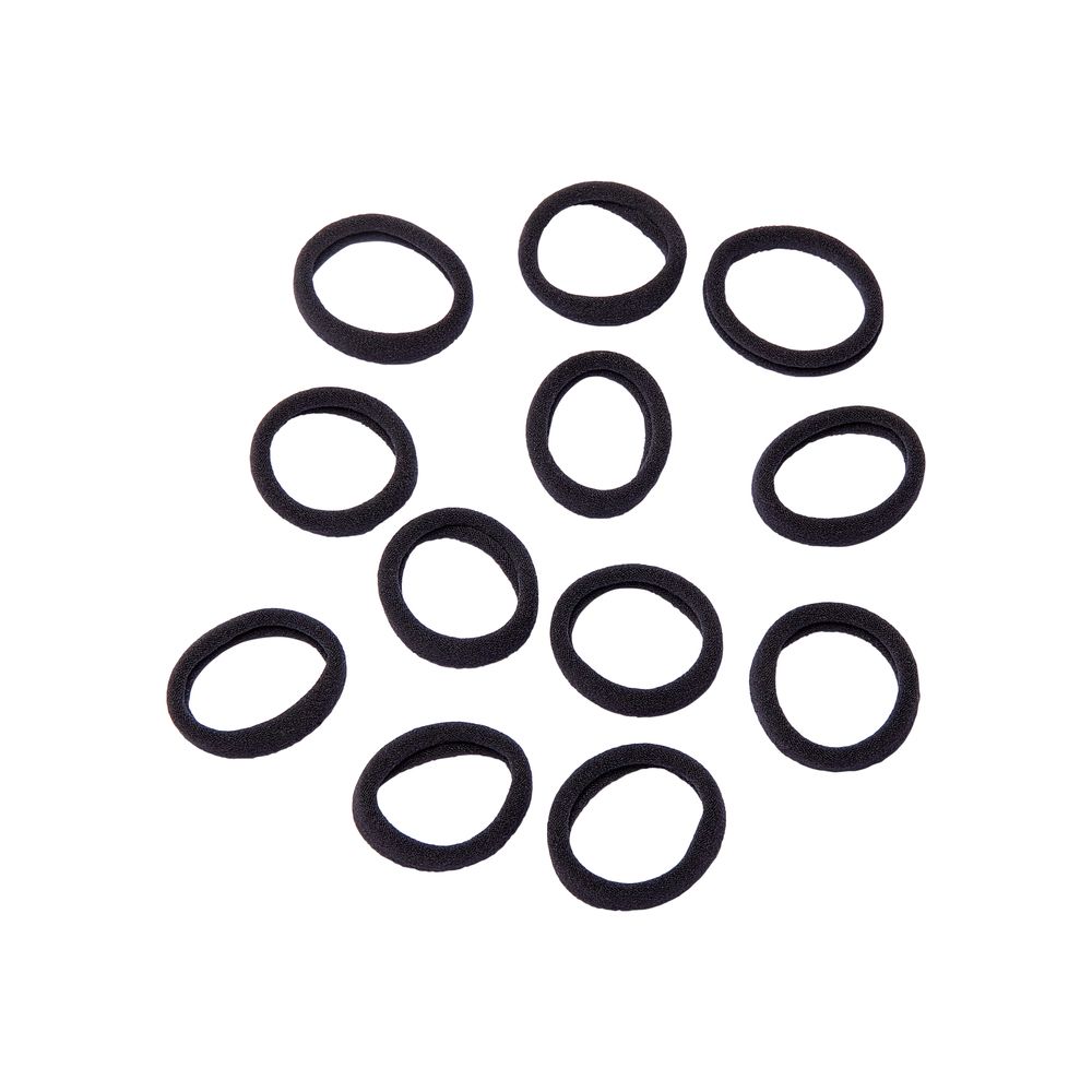 RED Ponytail Holder Mini 12pcs - Black