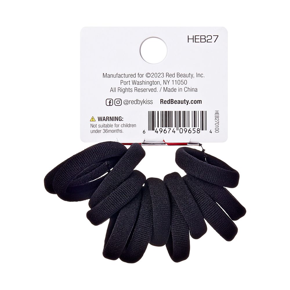 RED Ponytail Holder Mini 12pcs - Black