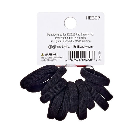 RED Ponytail Holder Mini 12pcs - Black