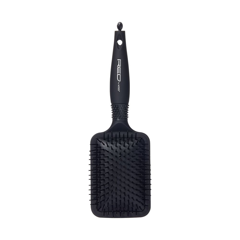RED Rubberized Paddle Brush - Square