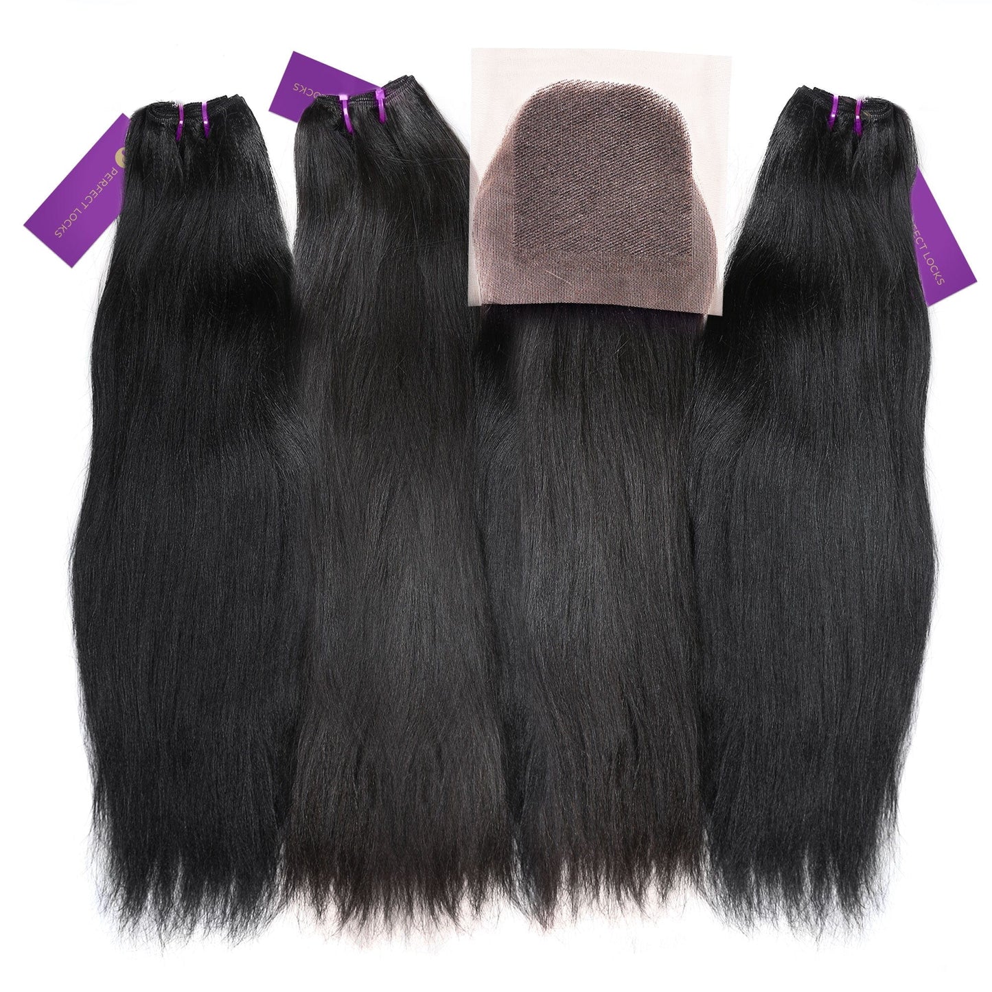 3 x Relaxed Straight Machine Weft Bundle Deal + Closure