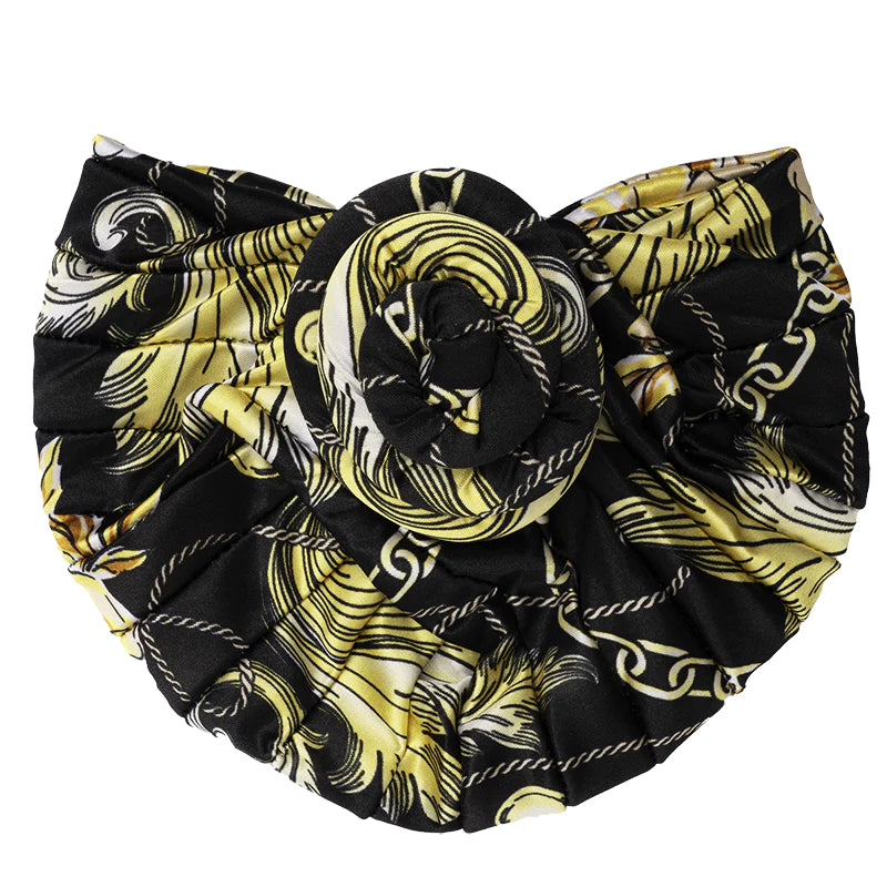Ms. Remi Silky Top Knot Pre-Tied Turban Scarf - Chain Pattern, Assorted