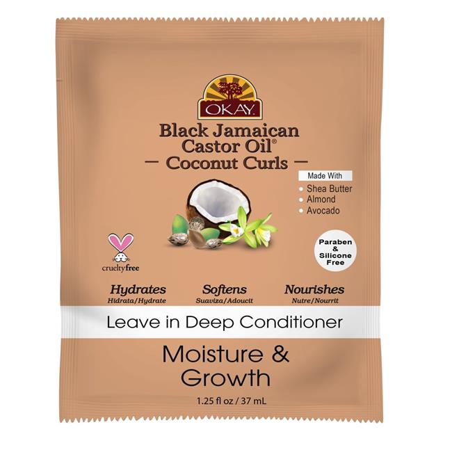 Okay Black Jamaican Castor Oil Coconut Curls Leave-In Deep Conditioner 1.25 oz