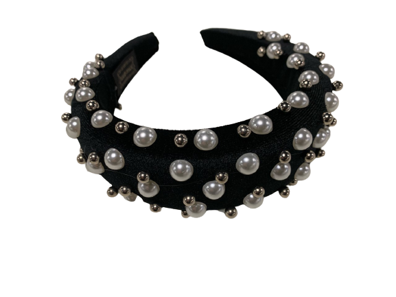 Black Velvet Pearl Headband