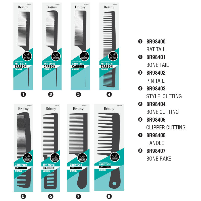Anti-Static Carbon Pin Tail Comb BR98402