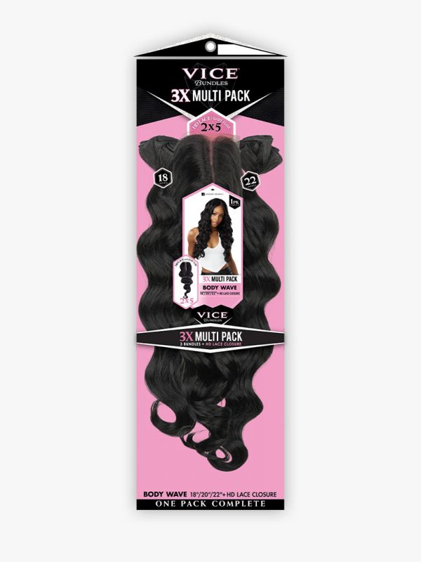 Vice Bundle 3X Multi Body Wave 18," 20," 22" + HD Lace Closure
