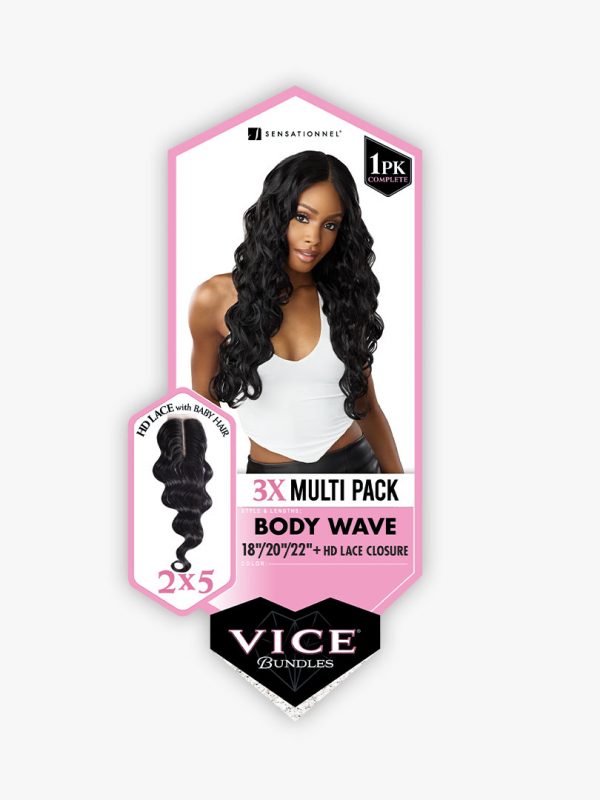 Vice Bundle 3X Multi Body Wave 18," 20," 22" + HD Lace Closure