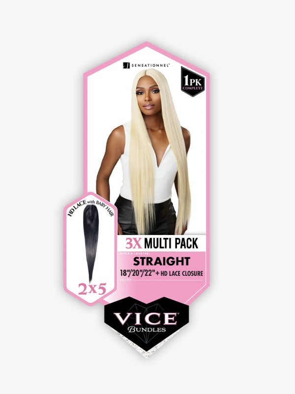 Vice Bundle 3X Multi Straight 26," 28," 30" + HD Lace Closure