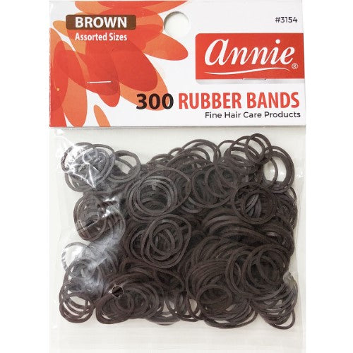Annie Rubber Bands Assorted Size 300 Count - Brown