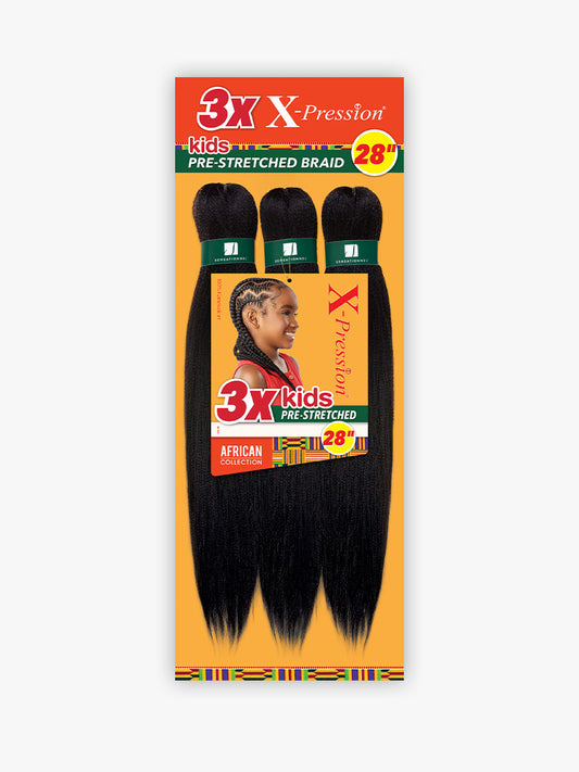 Sensationnel Kids 3X X-Pression Pre-Stretched Braiding Hair 28" (14" Folded)