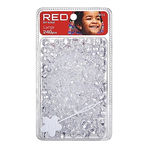 RED by Kiss Large Hair Beads- 240 Pcs. (Clear)