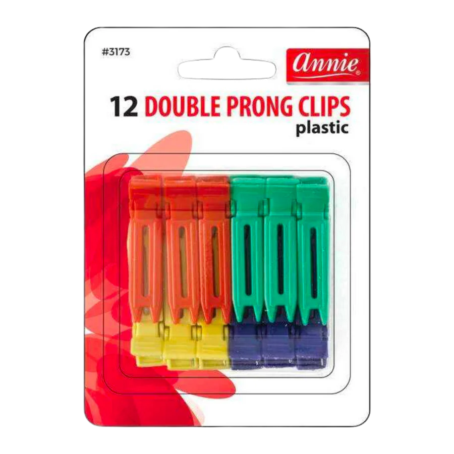 Annie Double Prong Clips Plastic - 12 pcs.