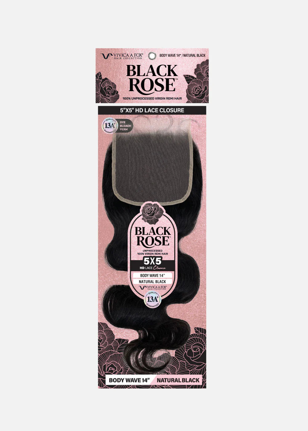 Black Rose 5x5 HD Lace Closure 12"- Body Wave