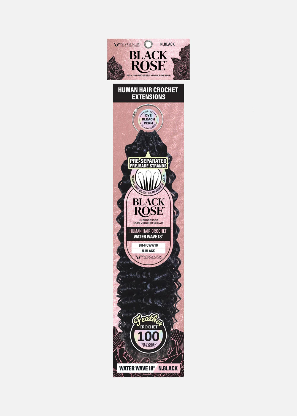 Black Rose Human Hair Crochet Extension 18" - Water Wave, Natural Black