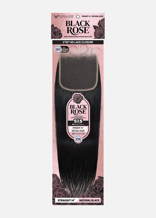 Black Rose 5x5 HD Lace Closure 12"- Straight