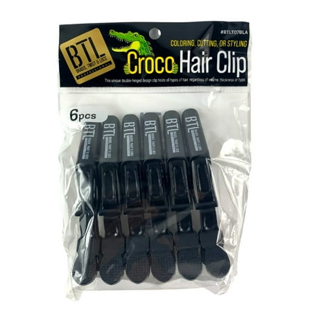 BTL Croco Hair Clip - Black, 6pcs