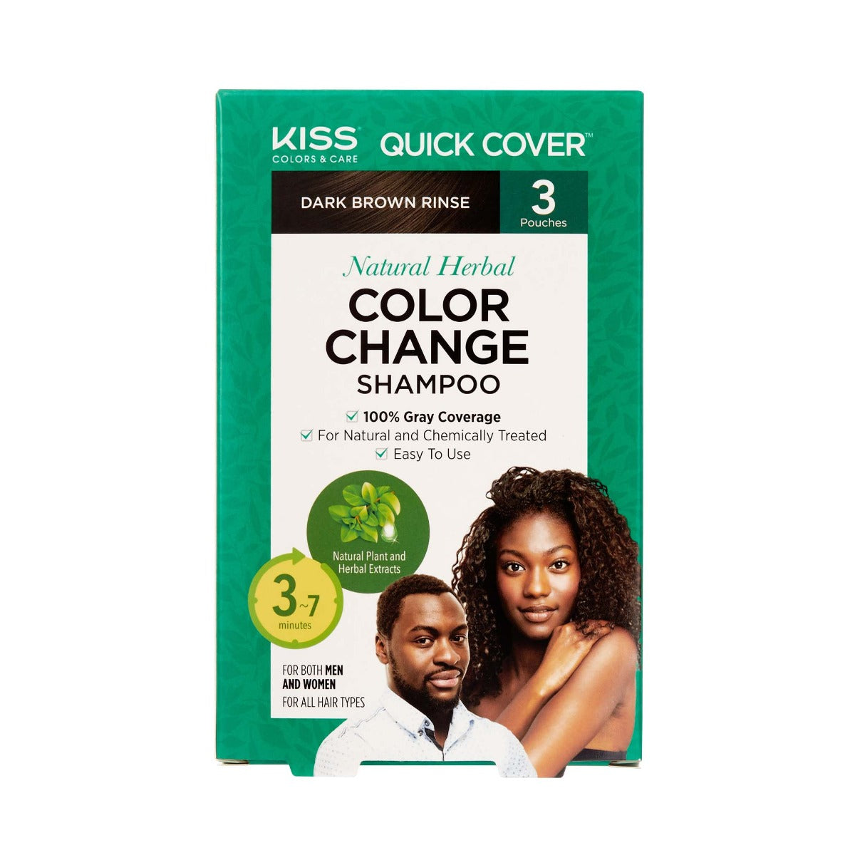 Quick Cover Natural Herbal Color Change Shampoo Rinse 3 pcs/pk