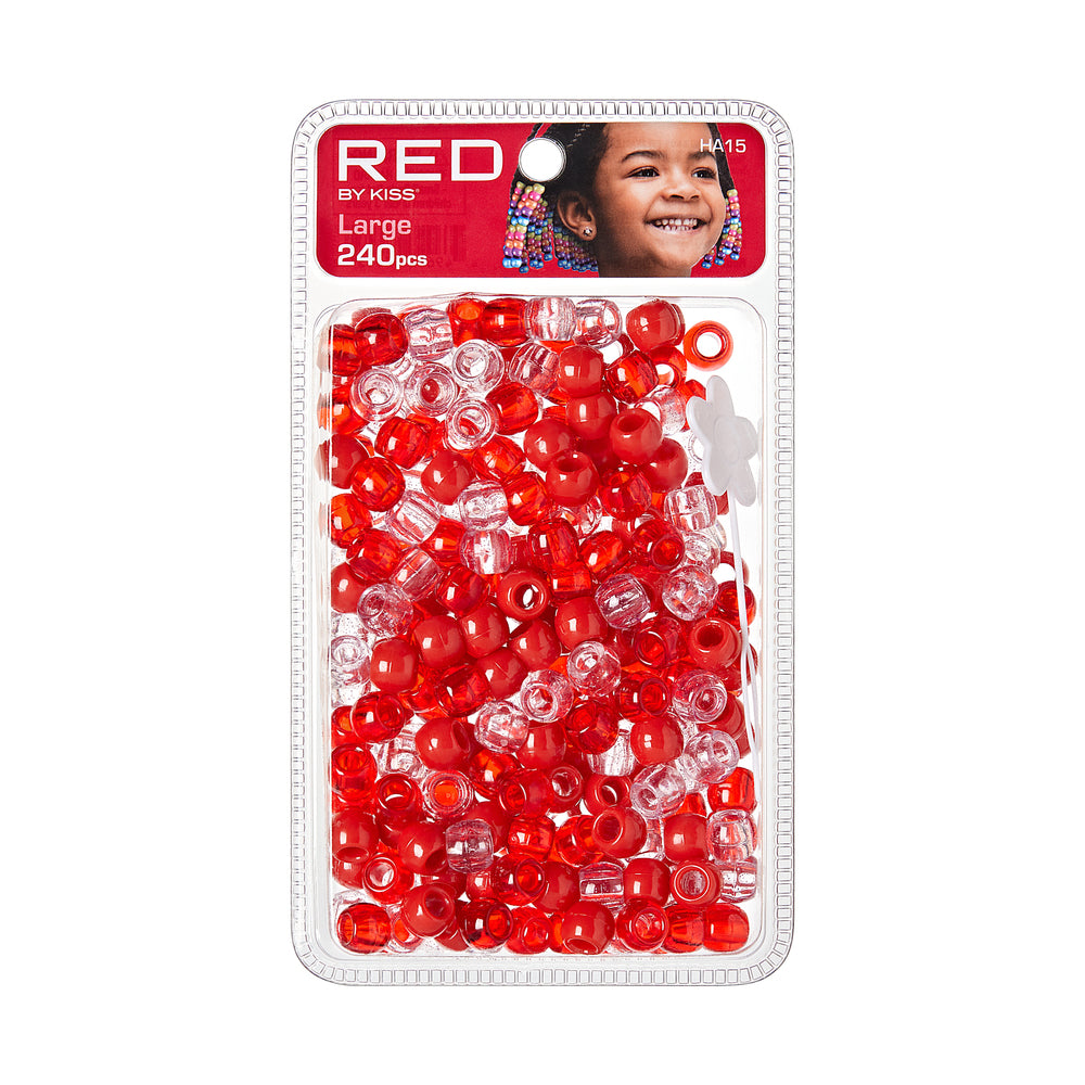 RED by Kiss Large Hair Beads- 240 Pcs. (Red)