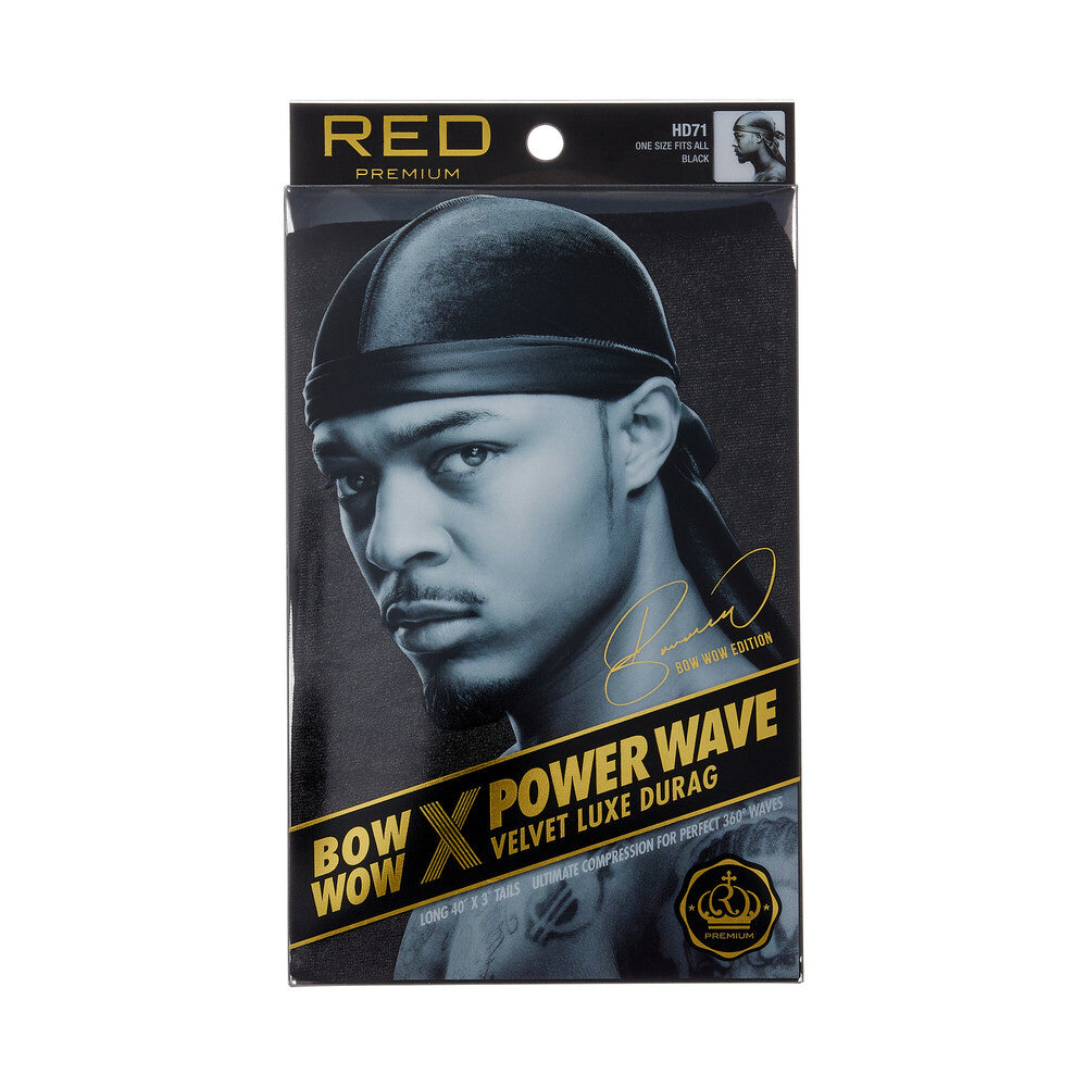 RED Premium Bow Wow X Power Wave Velvet Luxe Durag - Black