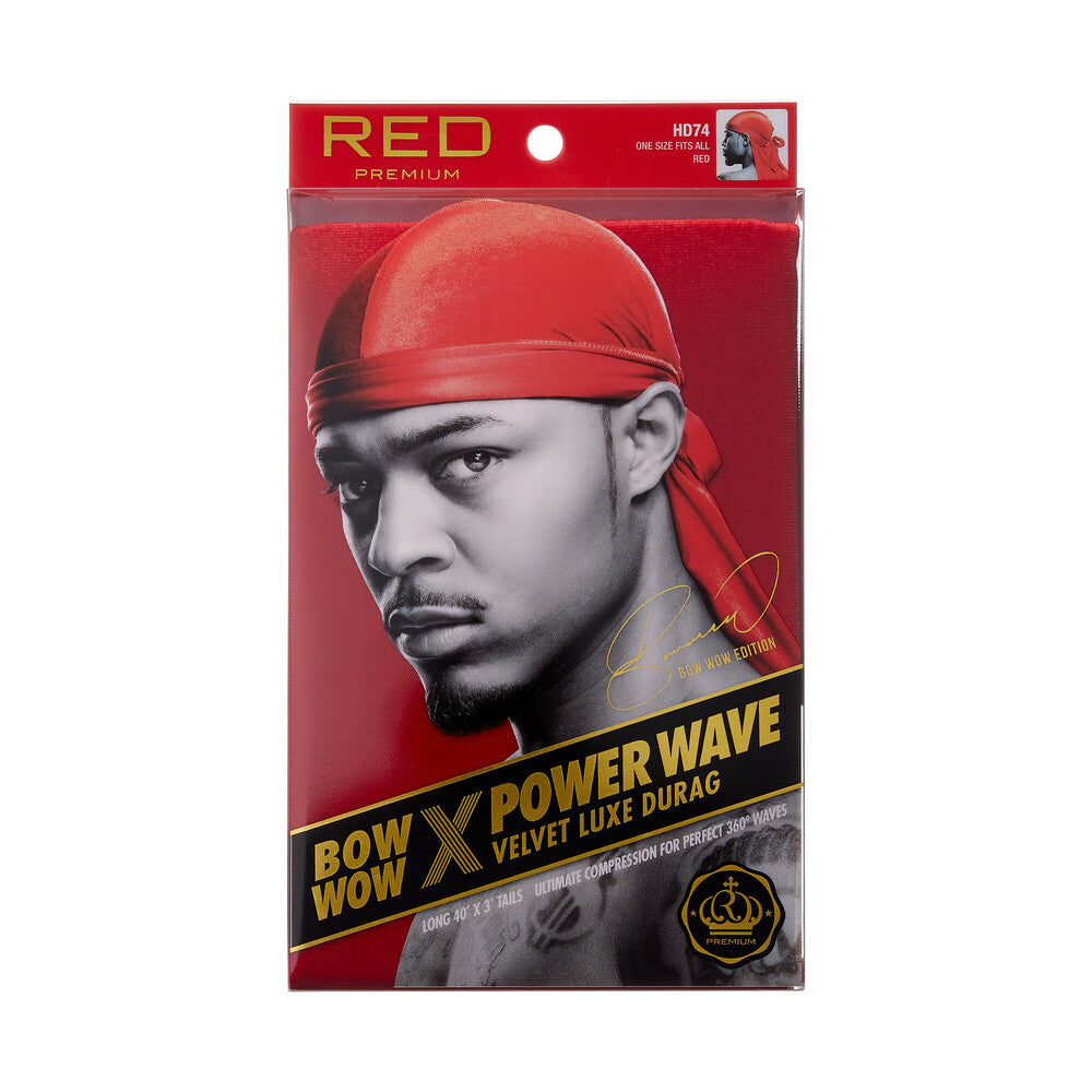 RED Premium Bow Wow X Power Wave Velvet Luxe Durag - Red