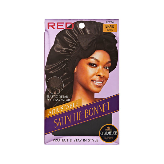 Satin Tie Braid Bonnet - Black/Black Band