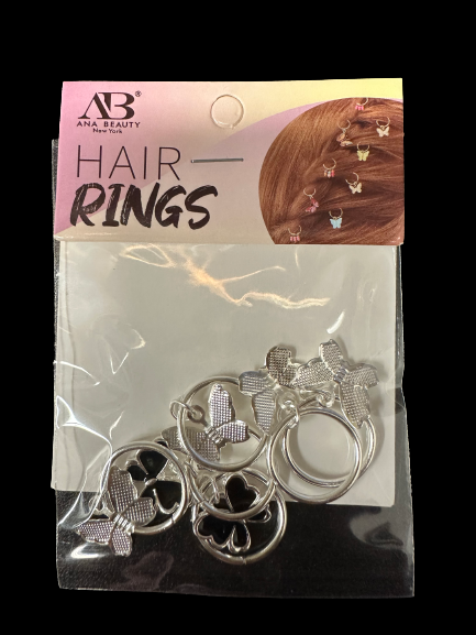 AB Ring Accessories - Assorted Color Butterfly Hair Charms in Silver / Gold