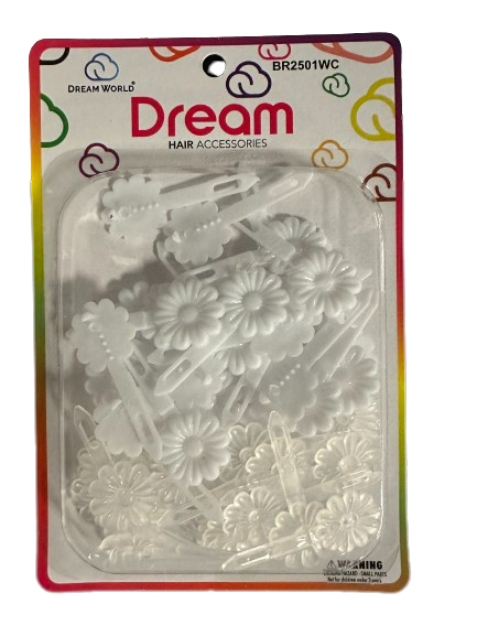 Dream Daisy Barrettes 60PC - White & Clear