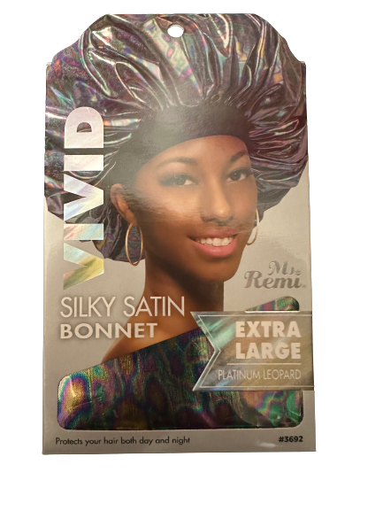 Ms. Remi Vivid Silky Satin Bonnet - Extra Large - Platinum Leopard