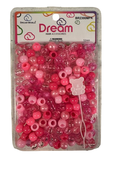 Dream World Mixed Pink Beads 12mm 200pc w/Beader