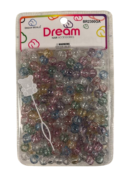 Dream World Glitter Assorted Beads 12mm 200pc w/Beader