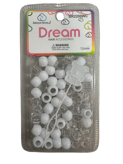 Dream World White and Clear Beads 12MM 60PC