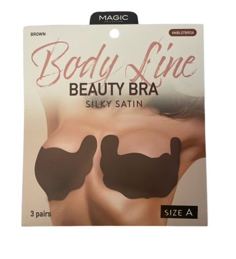 Body Line Beauty Bra Silky Satin - Brown, Size A (3 Pairs)
