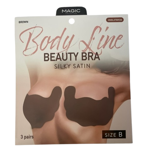 Body Line Beauty Bra Silky Satin - Brown, Size B (3 Pairs)