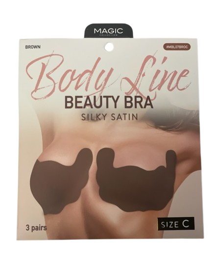Body Line Beauty Bra Silky Satin - Brown, Size C (3 Pairs)