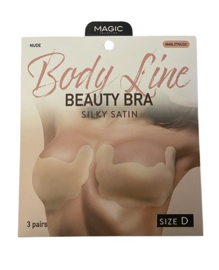 Body Line Beauty Bra Silky Satin - Nude, Size D (3 Pairs)