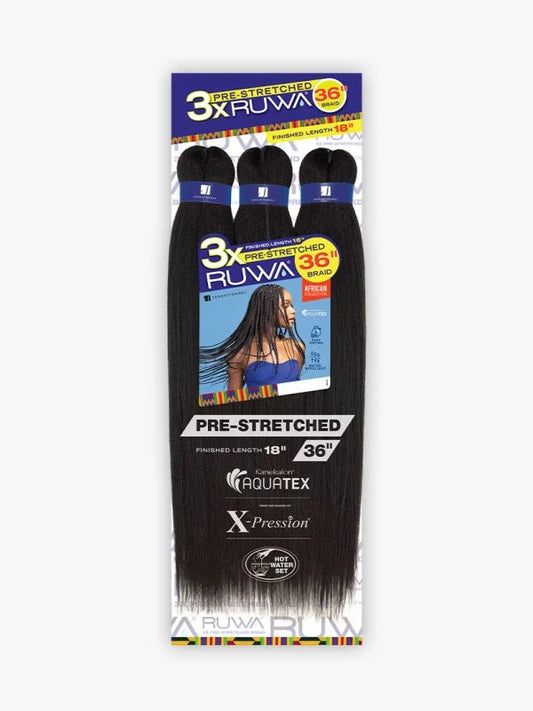 3X Ruwa Pre-Stretched Braiding Hair 36"- (18" Folded)